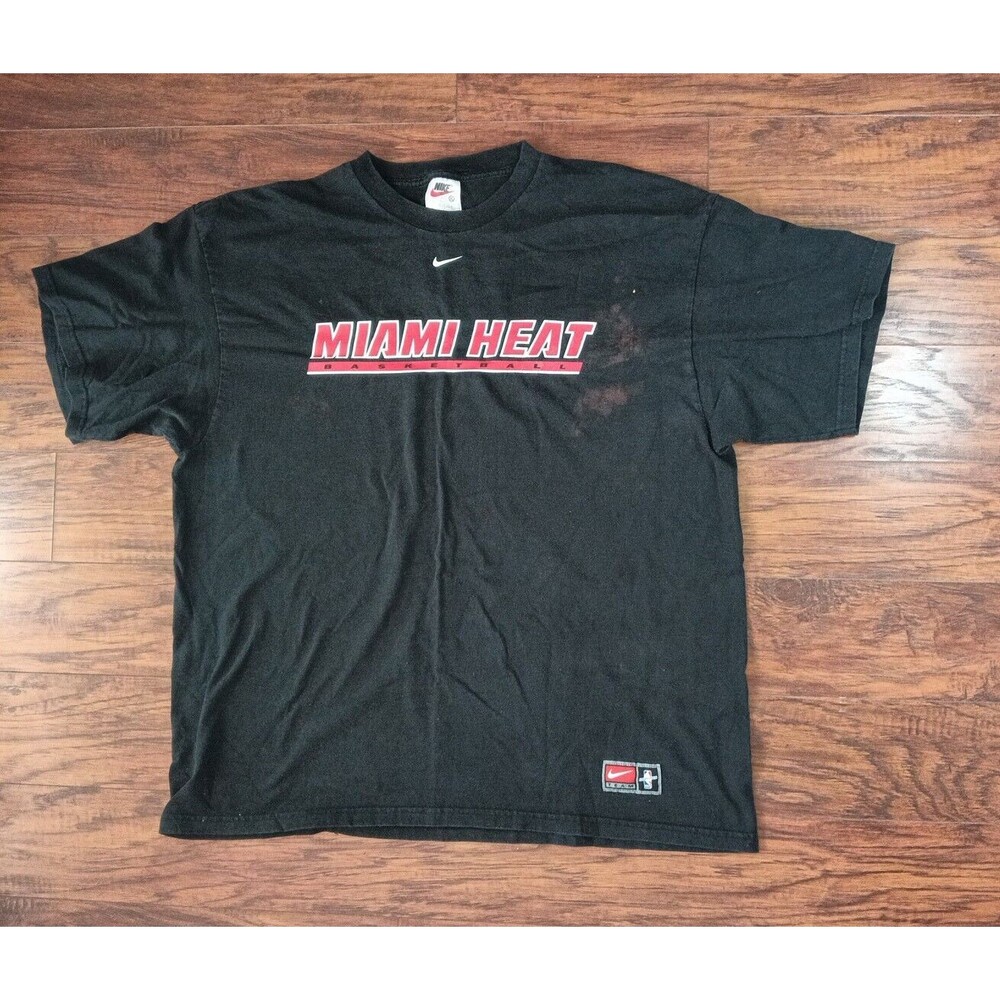Vintage Miami Heat Nike NBA Authentics Shirt Late 80's Tag Black Made In Usa XL